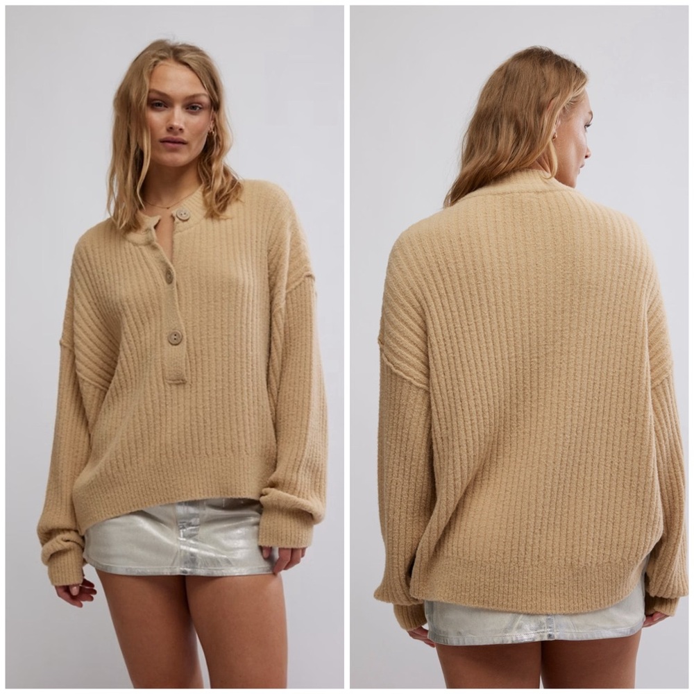 𝓯𝓹 Free People ~ COCOA HENLEY Pullover